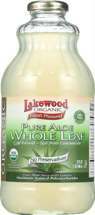 Lakewood: Organic Fresh Pressed Pure Aloe Whole Leaf Juice, 32 Oz