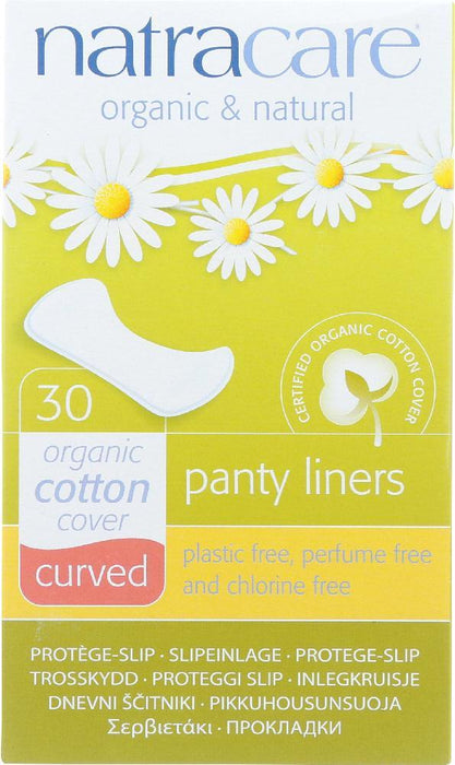 Natracare: Organic And Natural Panty Liners Cotton Cover Curved, 30 Liners