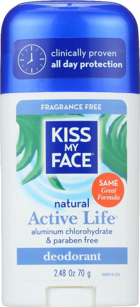 Kiss My Face: Natural Active Life Deodorant Fragrance Free, 2.48 Oz