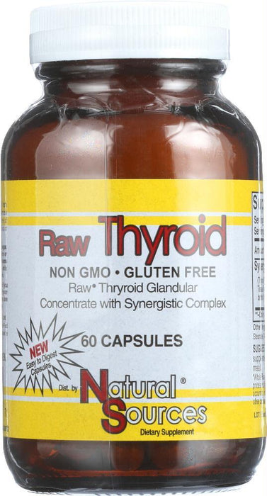 Natural Sources: Raw Thyroid, 60 Capsules