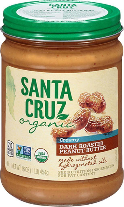 Santa Cruz Organic: Dark Roasted Creamy Peanut Butter, 16 Oz