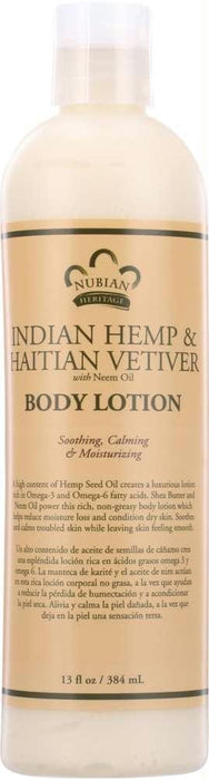 Nubian Heritage: Body Lotion Indian Hemp & Haitian Vetiver, 13 Oz