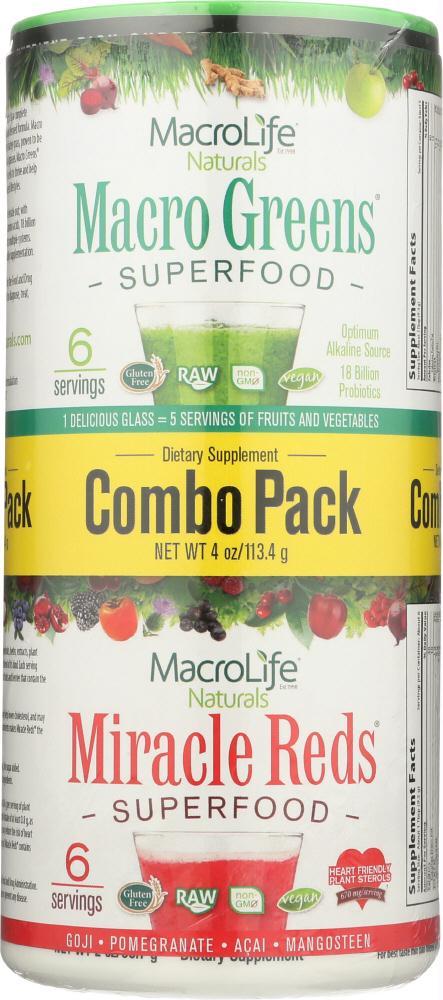 Macrolife Naturals: Greens & Reds Combo Pack, 4 Oz