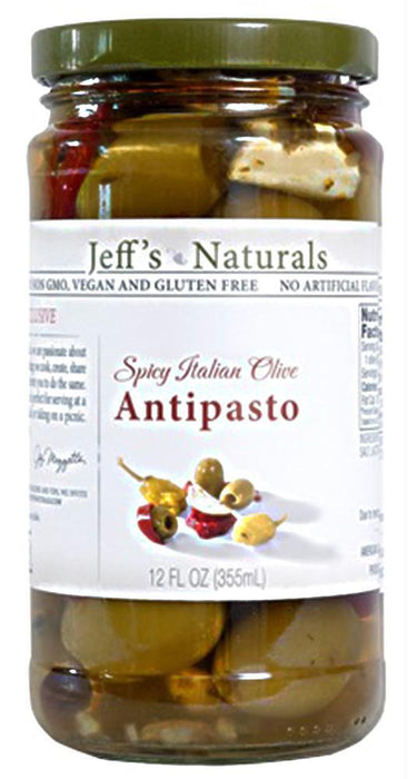 Jeff's Naturals: Spicy Italian Olive Antipasto, 12 Oz