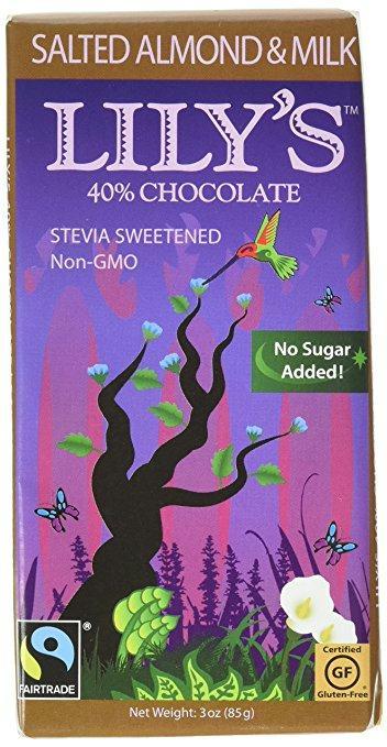 Lily's Sweets: Salted Almond & Milk Bar 40% Chocolate, 3 Oz