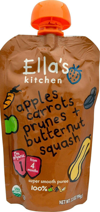 Ella's Kitchen: Apples Carrots Prunes + Butternut Squash Stage 1 Super Smooth Puree, 3.5 Oz