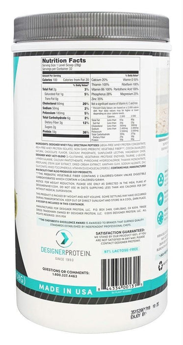 Designer Protein Whey: 100% Premium Powder Gourmet Chocolate, 2 Lb