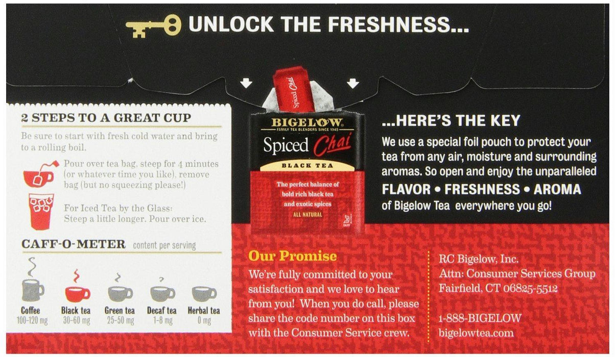 Bigelow: Spiced Chai Black Tea 20 Tea Bags, 1.73 Oz