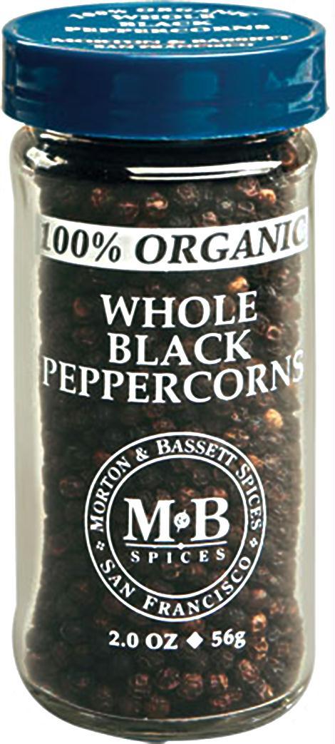 Morton & Bassett: Organic Whole Black Peppercorns, 2 Oz