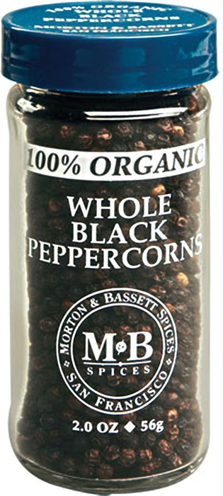 Morton & Bassett: Organic Whole Black Peppercorns, 2 Oz