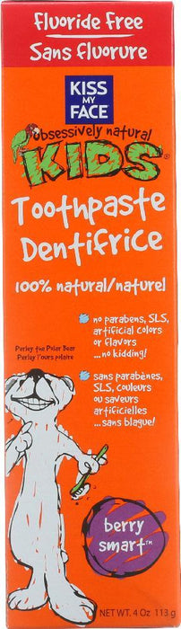 Kiss My Face: Gentle Fluoride Free Toothpaste For Kids-berry Smart, 4 Oz