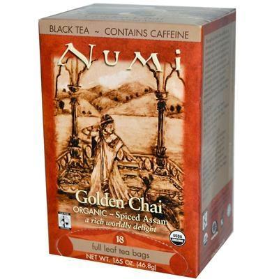 Nimi Teas: Organic Black Tea Medium Caffeine Golden Chai 18 Tea Bags, 1.65 Oz