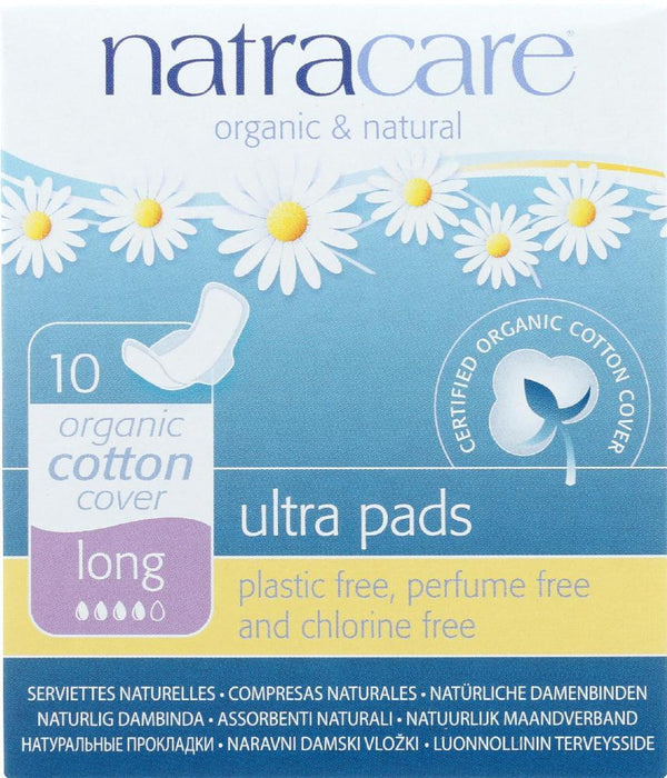 Natracare: Natural Pads Ultra Long With Wings, 10 Pads