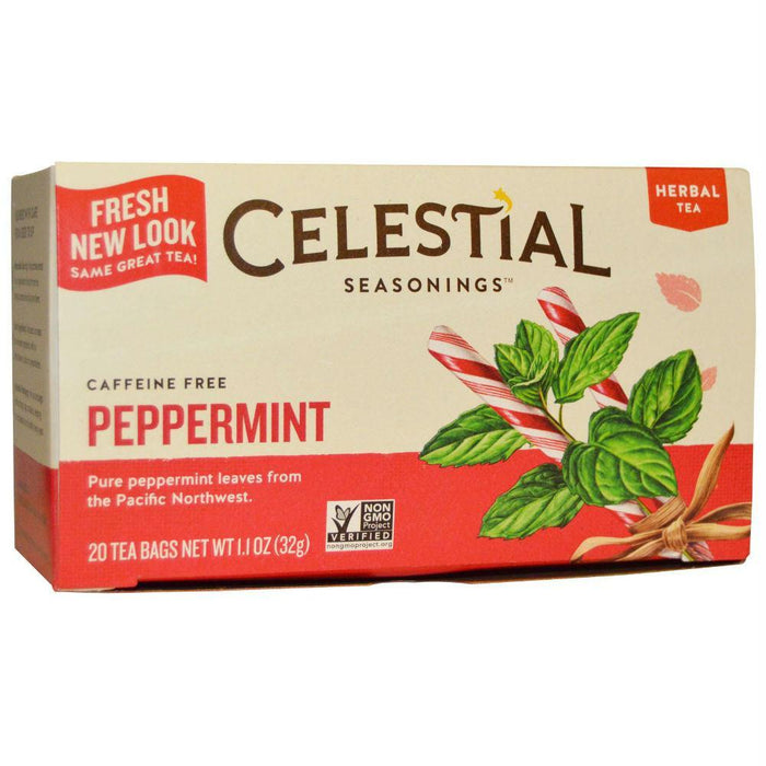 Celestial Seasonings: Peppermint Herbal Tea Caffeine Free 20 Tea Bags, 1.1 Oz