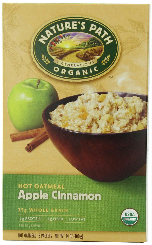 Nature's Path: Organic Instant Hot Oatmeal Apple Cinnamon 8 Packets, 14 Oz