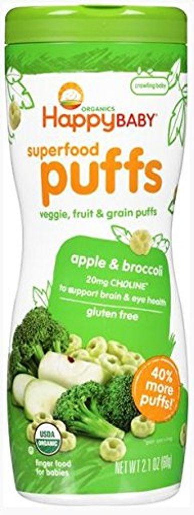 Happy Baby Organic Puffs Apple & Broccoli, 2.1 Oz