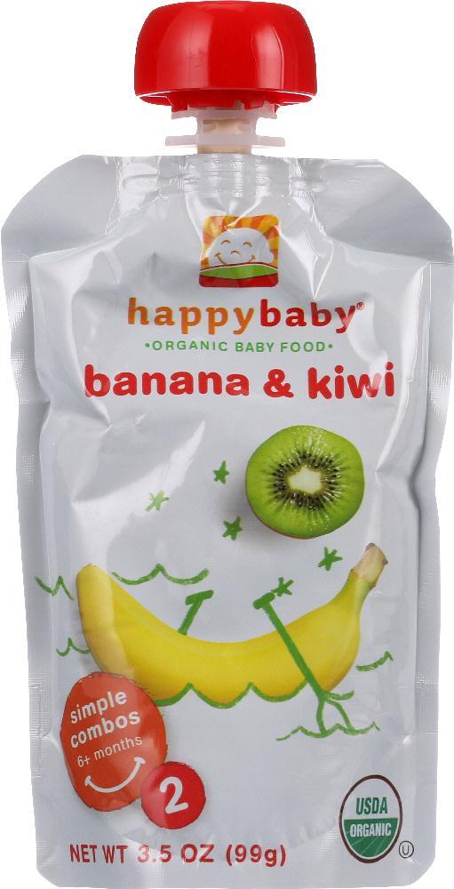 Happy Baby: Organic Baby Food Stage 2 Bananas Kiwi & Spinach 6+ Months, 4 Oz