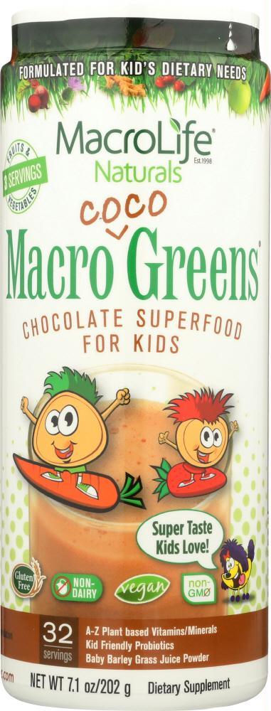 Macrolife Naturals: Macro Greens Jr. Coco 32-day Canister, 7 Oz