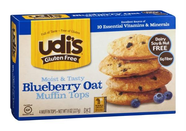 Udi's Gluten Free: Muffin Tops Blueberry Oat 4 Count, 8 Oz