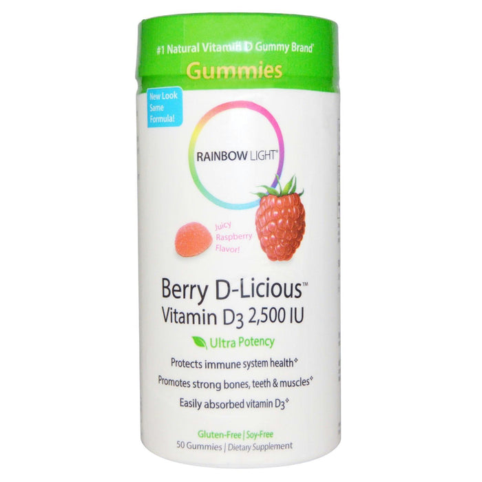 Rainbow Light: Berry-d-licious Vitamin D3 Ripe Raspberry 2500 Iu, 50 Count