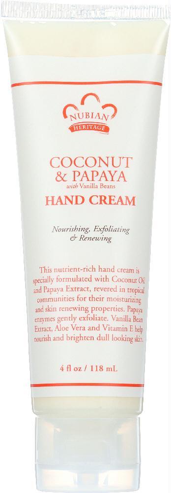 Nubian Heritage: Hand Cream Coconut Papaya, 4 Oz