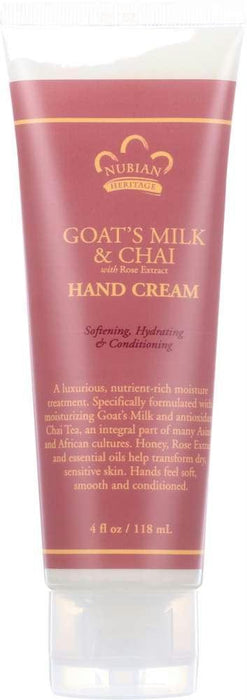 Nubian Heritage: Hand Cream Goat's Milk & Chai With Rose Extract, 4 Oz