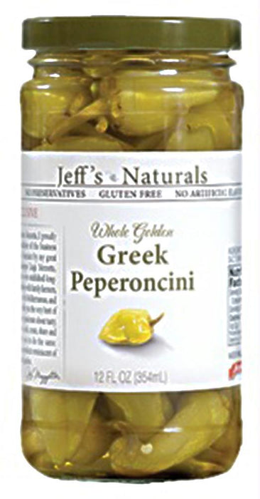 Jeff's Naturals: Whole Golden Greek Peperoncini, 12 Oz