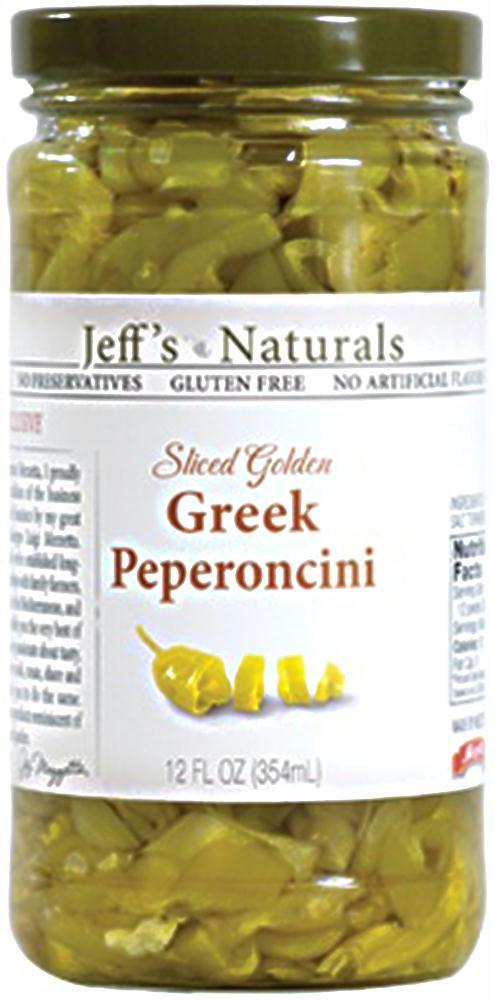 Jeff's Naturals: Sliced Golden Greek Peperoncini, 12 Oz