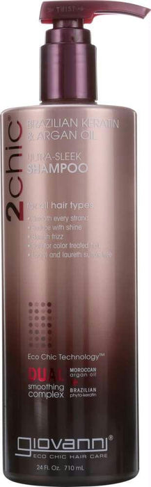 Giovanni Cosmetics: 2chic Ultra-sleek Shampoo Brazilian Keratin & Argan Oil, 24 Oz