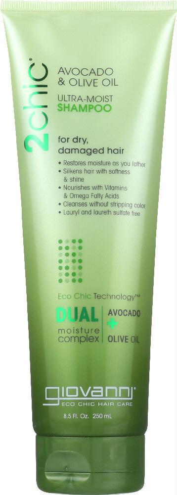 Giovanni Cosmetics: 2chic Ultra-moist Shampoo Avocado & Olive Oil, 8.5 Oz