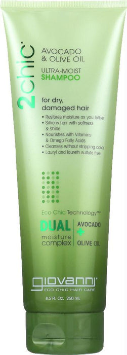 Giovanni Cosmetics: 2chic Ultra-moist Shampoo Avocado & Olive Oil, 8.5 Oz