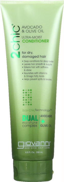 Giovanni Cosmetics: 2chic Ultra-moist Conditioner Avocado & Olive Oil, 8.5 Oz