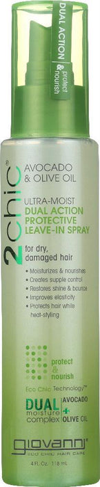 Giovanni Cosmetics: 2chic Ultra-moist Dual Action Protective Leave-in Spray Avocado & Olive Oil, 4 Oz