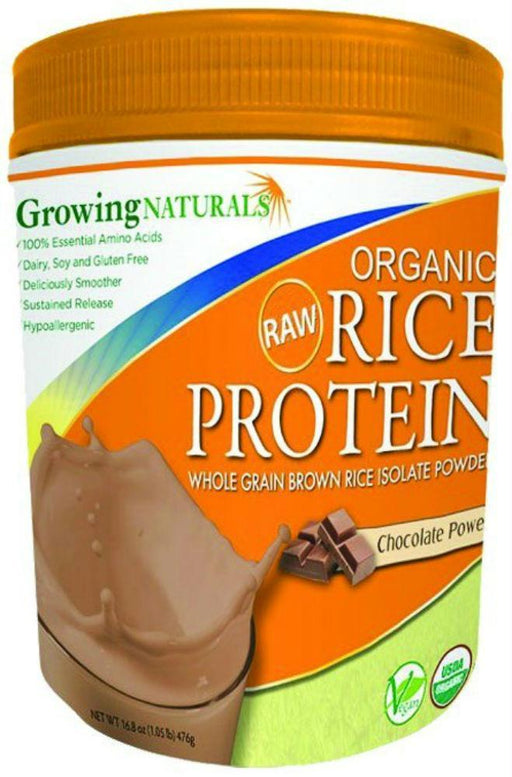 Growing Naturals: Organic Raw Rice Protein Chocolate Power, 16.8 Oz