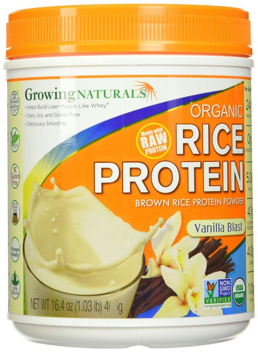 Growing Naturals: Organic Rice Protein Vanilla Blast, 16.4 Oz