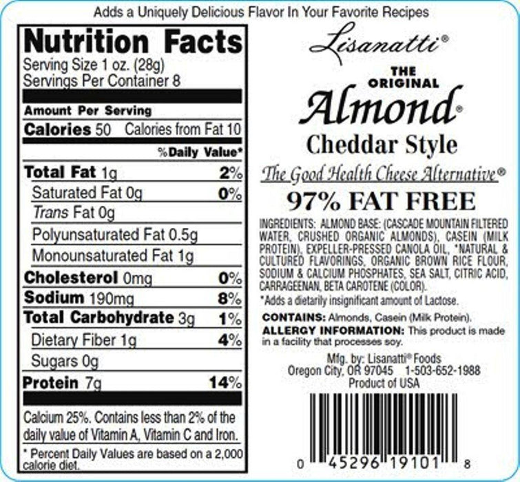 Lisanatti: Cheddar Style Almond Cheese, 8 Oz