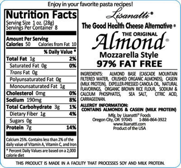 Lisanatti: Almond Mozzarella Style Cheese, 8 Oz