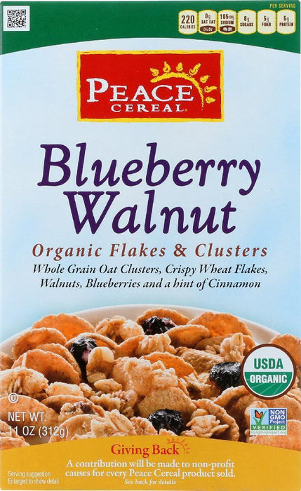 Peace Cereal: Organic Flakes & Clusters Blueberry Walnut, 11 Oz