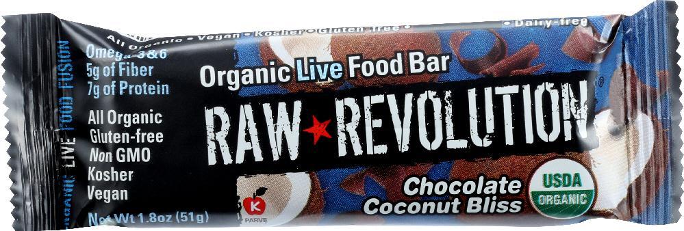 Raw Revolution: Organic Live Food Bar Chocolate Coconut Bliss, 1.8 Oz