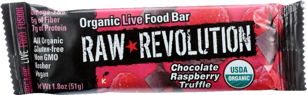 Raw Revolution: Organic Live Food Bar Chocolate Raspberry Truffle, 1.8 Oz