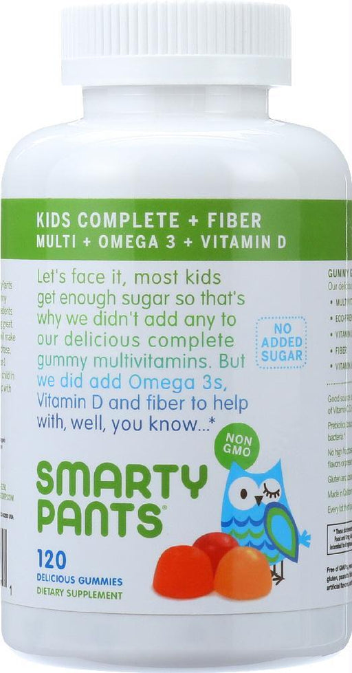 Smartypants: Kids Fiber Complete With No Sugar Added Multi + Omega 3 + Vitamin D, 120 Gummies