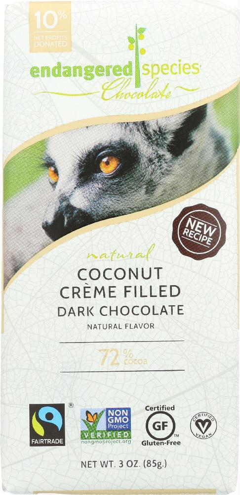 Endangered Species: Coconut Creme Filled Dark Chocolate, 3 Oz