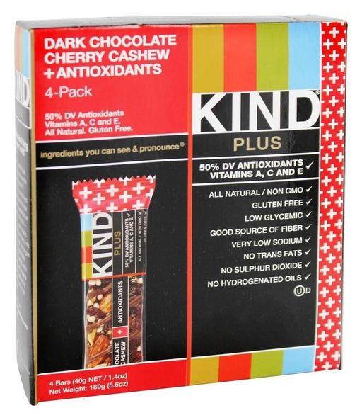 Kind: Plus Bars Dark Chocolate Cherry Cashew + Antioxidants 4 Count, 5.6 Oz