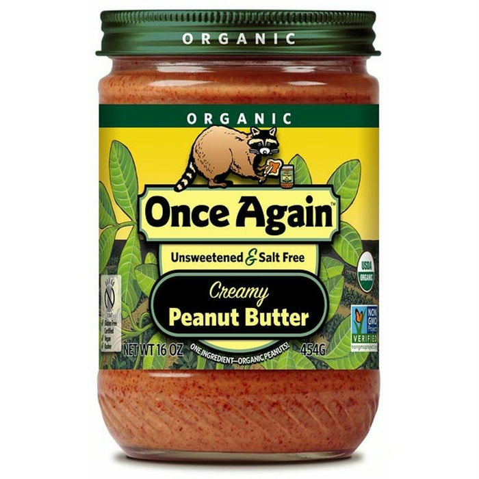 Once Again: Organic Peanut Butter Creamy No Salt, 16 Oz