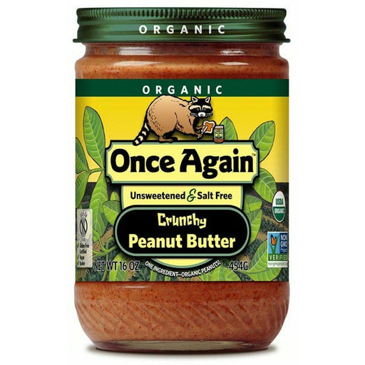 Once Again: Organic Peanut Butter Salt Free Crunchy, 16 Oz