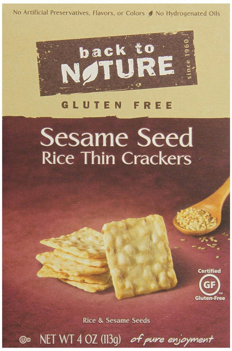 Back To Nature: Gluten Free Sesame Seed Rice Thin Crackers, 4 Oz