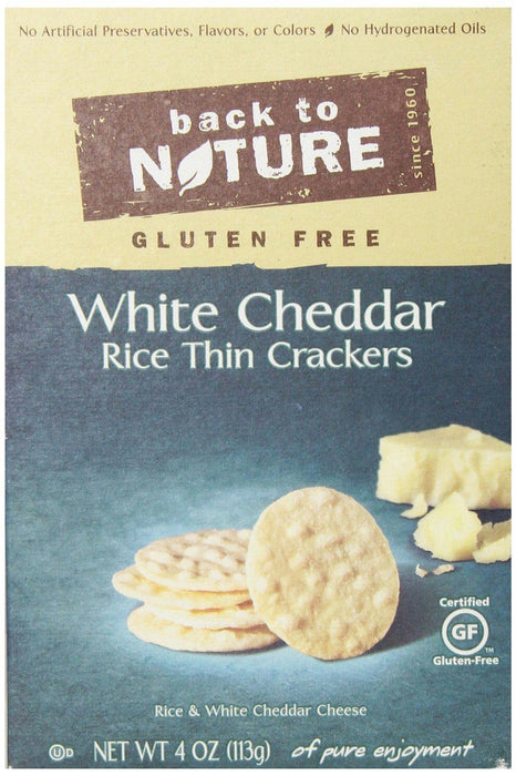 Back To Nature: Gluten Free Rice Thins White Cheddar, 4 Oz