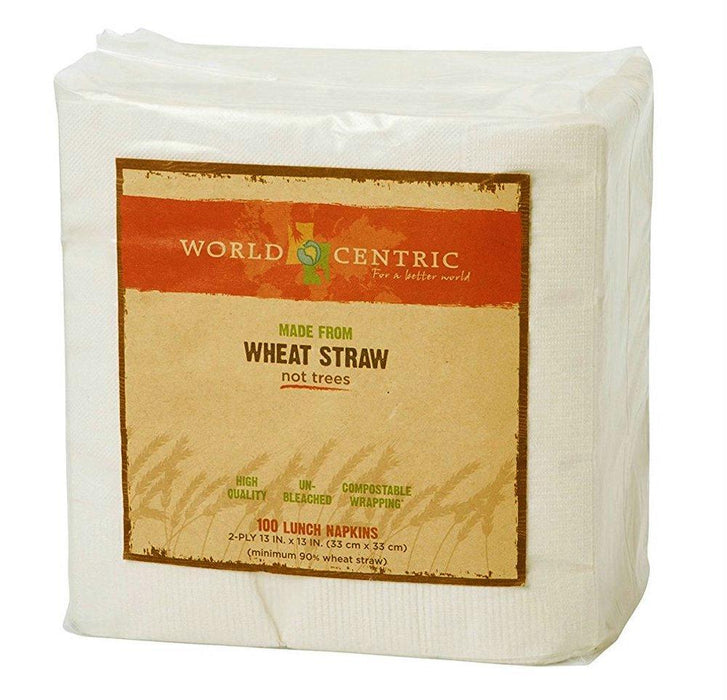 World Centric: 2 Ply Unbleached Wheat Straw Lunch Napkin, 100 Pc