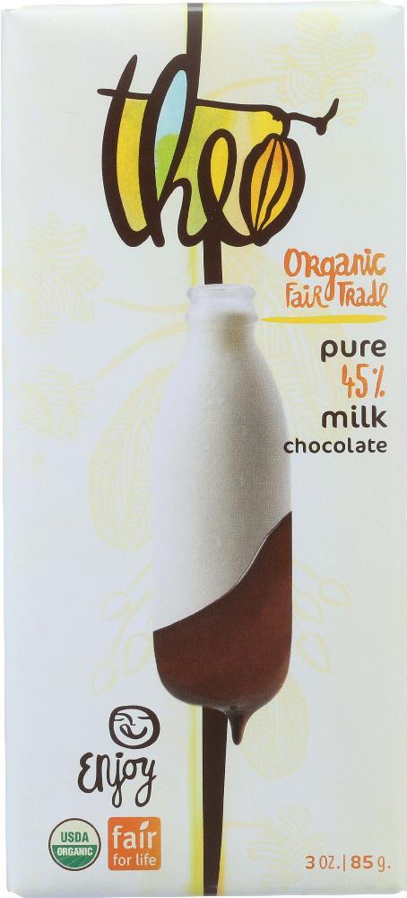 Theo Chocolate: Organic Milk Chocolate 45% Cacao, 3 Oz