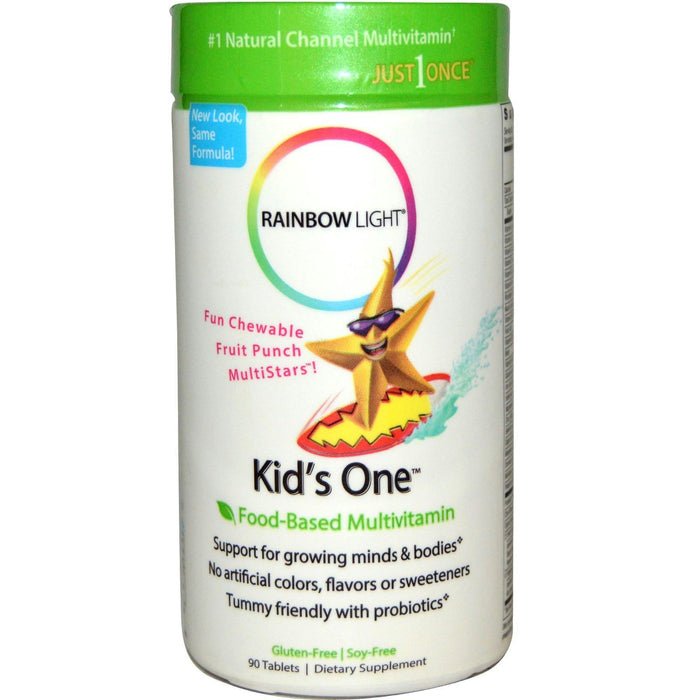 Rainbow Light: Kid's One Multistars Food-based Multivitamin Fruit Punch, 90 Chewable Tablets